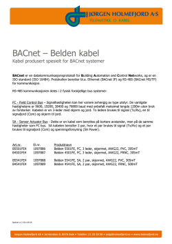BACnet – Belden kabel - Jørgen Holmefjord AS