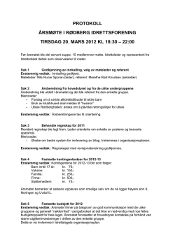 protokoll årsmøte i rødberg idrettsforening tirsdag 20. mars 2012 kl