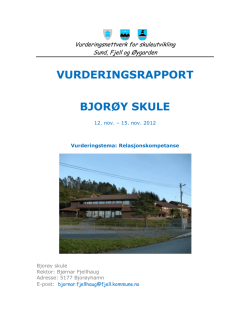 Rapport Bjorøy skule – H2012 - ein heim for fleire nettstader