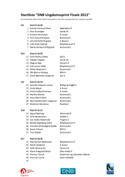 Startliste "DNB Ungdomssprint Finale 2013"