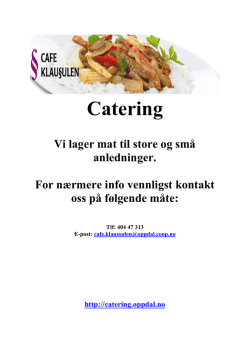 Catering meny - Catering Oppdal