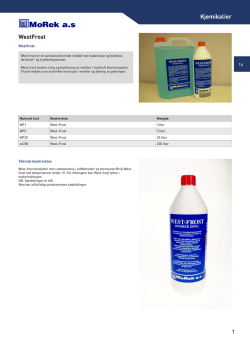 Morek Katalog 2013 / Kjemikalier / WestFrost / Westfrost