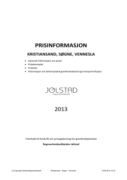 PRISINFORMASJON 2013 - Jølstad Begravelsesbyrå