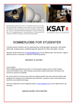 SOMMERJOBB FOR STUDENTER - Kongsberg Satellite Services AS
