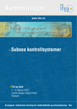 Subsea kontrollsystemer Kursinvitasjon