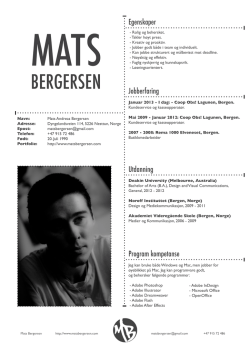 CV - Mats Bergersen / Portfolio
