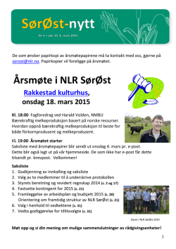 Årsmøte i NLR SørØst - Norsk Landbruksrådgiving SørØst