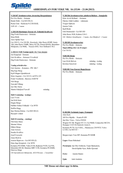 ARBEIDSPLAN FOR VEKE NR. 16 (15.04 – 21.04.2013)