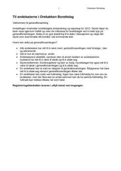 Orebakken Borettslag Innkalling GF 2014