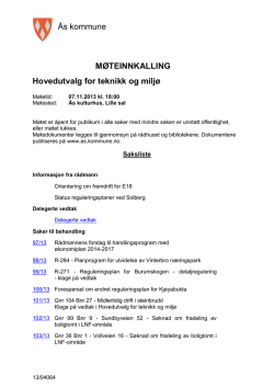 Agenda Hovedutvalg for teknikk og miljø 07.11.2013