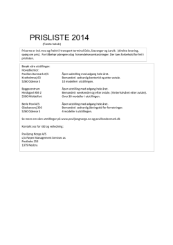 PRISLISTE 2014 - Paviljong Norge