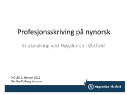 Bente Kolberg Jansson Profesjonsskriving på nynorskPubl