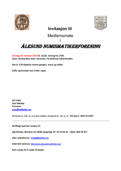 29. oktober - Ålesund Numismatikerforening