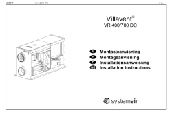 Air Handling Unit Systemair VR DC Installation manual