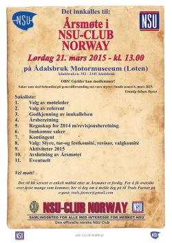 påmelding årsmøte - Velkommen til NSU Club Norway