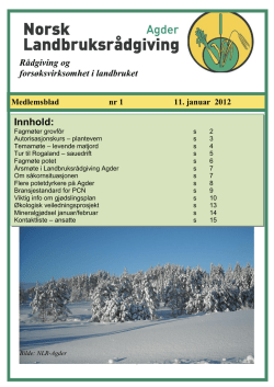 Nr 1 - 11. januar - Norsk Landbruksrådgiving Agder