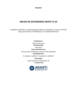 obligo re secondaries invest iv as - Agasti Wunderlich Capital Markets