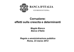BANCA D`ITALIA Corruzione: effetti sulla crescita e determinanti
