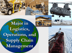 Logistics: Supply Chains and Networks