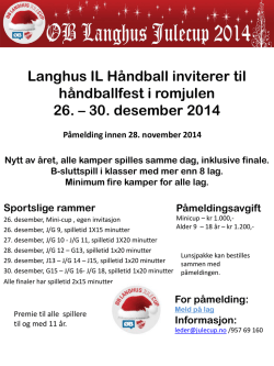 Langhus IL Håndball inviterer til håndballfest i romjulen 26. – 30