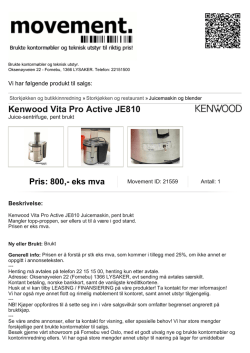Kenwood Vita Pro Active JE810 Juice-sentrifuge, pent