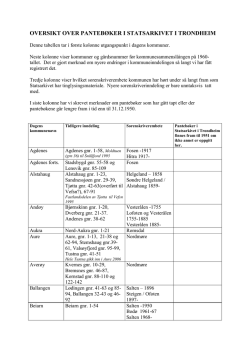 OVERSIKT OVER TINGLYSTE DOKUMENTER I