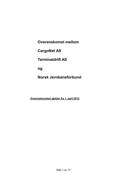 Overenskomst mellom CargoNet AS Terminaldrift AS og Norsk