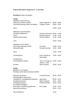 Program NES-møtet i Haugesund 4. – 6. juni 2015 Hovedtema