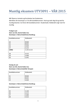 Muntlig eksamen UTV3091 – VÅ R 2015