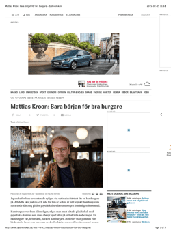 Mattias Kroon: Bara början för bra burgare