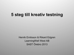 5 steg till kreativ testning” – Henrik Emilsson, Learning Well