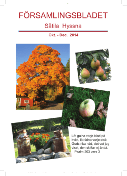 Församlingsblad hösten 2014 - Välkommen till Sätila och Hyssna