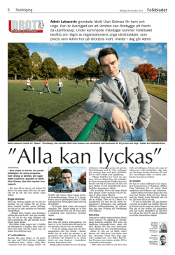 Folkbladet, 20131118 - Idrott utan gränser