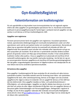 Patientinformation om kvalitetsregister