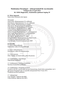 Protokoll styrelsemöte 22/4 – 2014