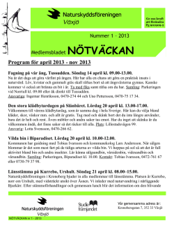 Nötväckan April 2013-Nov 2013 - Naturskyddsföreningen i Växjö!