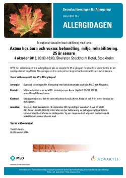Inbjudan till Allergidagen 2013 i Stockholm