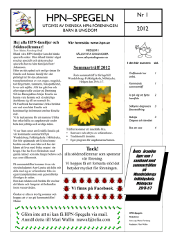 Nr 1 2012 - PDF - Svenska HPN