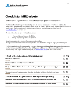 Checklista: Miljöarbete - Stockholms läns landstings