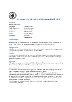 Verksamhetsberättelse Lysekils Brukshundklubb 2013