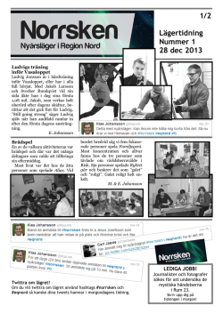 1/2 Lägertidning Nummer 1 28 dec 2013