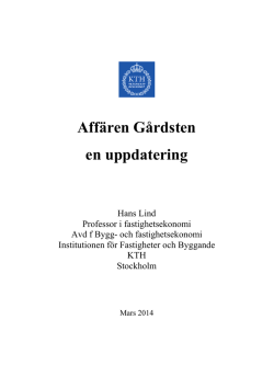 Affären Gårdsten - en uppdatering, 2014