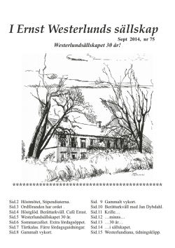 Medlemsblad 75 - Westerlundsällskapet