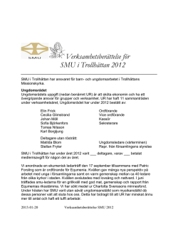 Verksamhetsberättelse för SMU i Trollhättan 2012