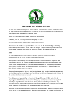 Månadsbrev mars Bråvikens Golfklubb