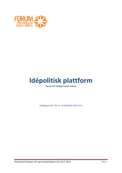Idépolitisk plattform - Forum för frivilligt socialt arbete