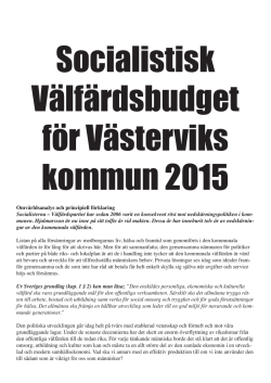Socialistisk Välfärdsbudget för Västerviks kommun