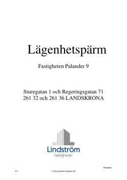 Lägenhetspärm Sturegatan 1 och Regeringsgatan 71. Pdf.
