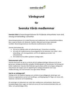 Svenska Vårds Värdegrundsdokument