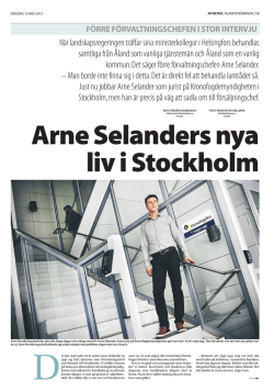 Arne Selander, Ålandstidningen den 15 maj 2013